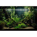 Underwater Aquarium Background Lush Green Diverse Aquatic Plants with Sunbeams Fish Tank Background Underwater Stone with Moss Tropical Fish Rooted Species Terrarium Background Vinyl 24x12in - color: Dark Green, size: 24(W)x12(H)in