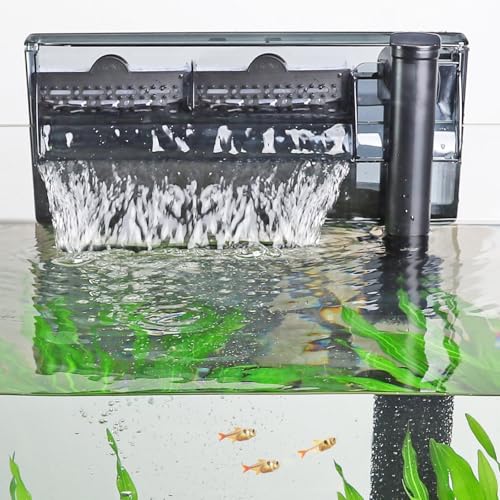 hygger Aquarium HOB Filter 315 GPH for 40-75 Gallon Fish Tank Power Filter with Adjustable Water Flow Extendable Intake Tube External Hang-On Back Filter - size: L