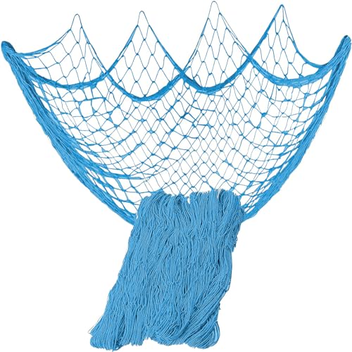 79 x 59 inch Nature Fish Net Wall Decoration with Shells, Ocean Themed Wall Hangings Fishing Net for Beach Party,Wedding,Photographing Decoration - color: 1pack Skyblue(no Shells)