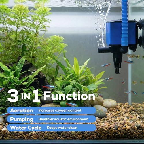 Aqua Dream 210 GPH Aquarium Powerhead - 3-in-1 Submersible Filter Pump with Air Oxygenation & Adjustable Flow, 15W High-Performance Water Circulation Pump for Fish Tanks - 7 Pcs - color: Blue; 7 Pc, size: 210 GPH