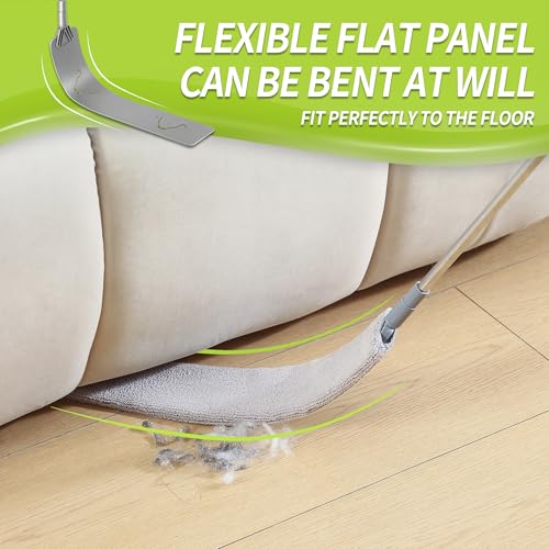 IVYROLL Skinny Duster with Extension Pole for Under Furniture, Under Appliance Cleaning Tool with 3 Microfiber Dusting Cloths, Retractable Flat Duster for Under Refrigerator, Tight Spaces, Gap - color: Set C: Gap Duster & Replacement