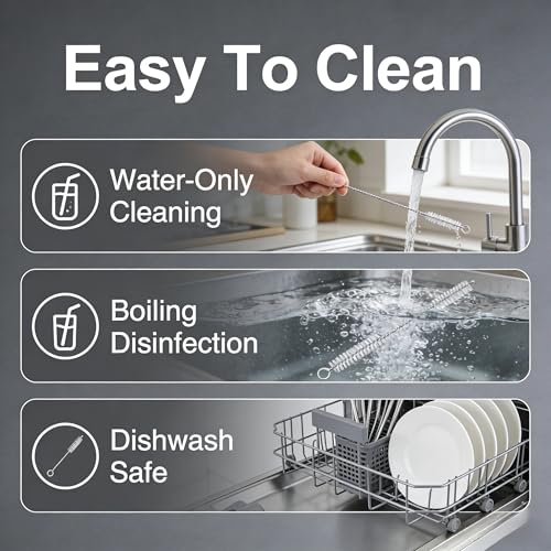Straw Cleaner Brush 4 Pack, Extra Long Cleaning Brush for Water Bottle and Tubes, Drinking Straw Cleaning Brush Set 10 Pack