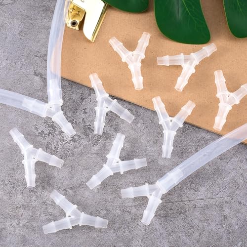 PAGOW 8 Pcs Hose Barb Fitting, 1/4" Plastic Hose Barb Tee 3 Way Y Shape Barbed Fitting for Air Line Tubing Pipe, Oxygen Tubing Pipe, Household Fuel, Gas, Water - size: 1/4" (8 Pcs)