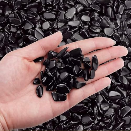 Pebbles Polished Gravel,Natural Polished Stones for Flower Bed Fish Tank Plants 3.5-Oz(Black) - color: Black