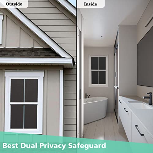 Volcanics Blackout Window Film with Installation Tools, Privacy Frosted Sun Blocking Black Window Cover Room Darkening Window Tint for Home Static Cling 100% Light Blocking 17.5 x 78.7 Inches - color: Frosted Black, size: 17.5" X 78.7"