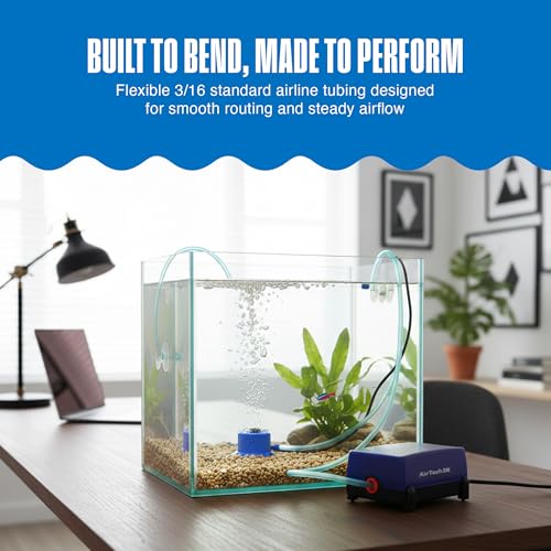 Penn-Plax Deluxe Airline Tubing for Aquariums – Made of Durable Silicone – Safe for Freshwater and Saltwater Fish Tanks – 20 Feet - size: 20 Feet, style: Silicone