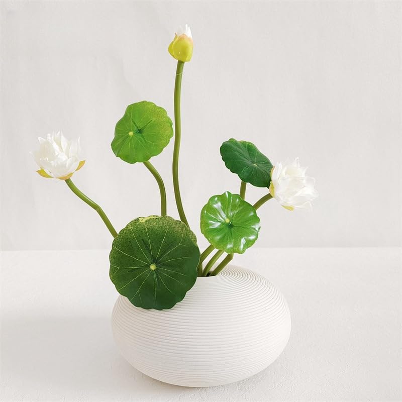 6 Pcs White Artificial Lily, 10" Silk Plants Floating Flowers, Plastic Flowers Lotus Decor for Fish Tank & Home Decor - color: White