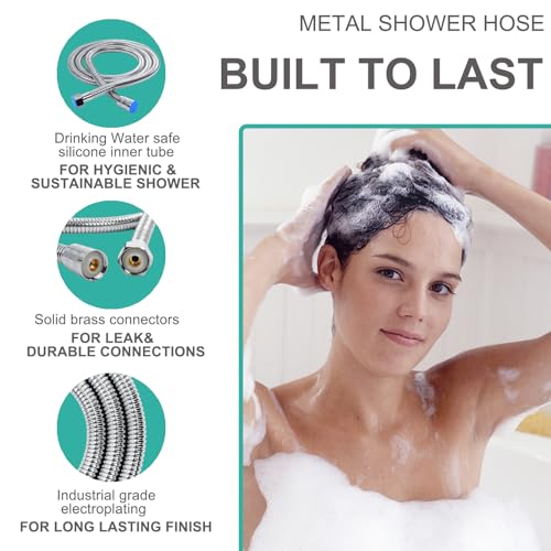 MAYYAYA Adjustable Handheld Shower Head Holder and Hose- Premium ABS Bracket- 360 Degree Rotatable Brass Ball：Arm Mount and Hose Connector- Easy Install and Replacement Parts(Silver) - color: Silver