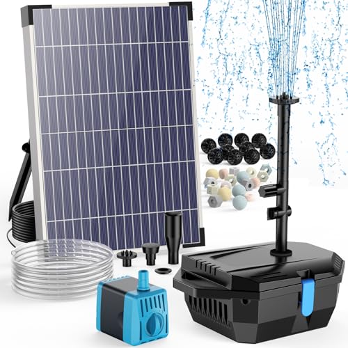 Antfraer Solar Pond Filter with Water Pump, 10W Solar Pond Pump with 6.6FT PVC Tubing/16.5FT Cord, Pond Filter Box for Outdoor Small Pond Waterfall Garden Bird Bath Water Clear - size: 10W