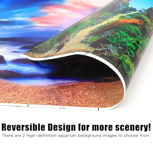 Lainrrew Aquarium Background Poster HD, Dual-Sided Water Plants & Fish Tank Landscape, 16"x40", Vivid Marine Life, Waterproof Scenery, Easy to Install, Durable Tank Decor (Type 6) - color: Type 6
