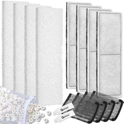 15 Pcs Underwater Filter Media Compatible with Fluval U2, Including 4 Biological Foam Mat, 4 Poly/Carbon, 500g Bio-Ring, 4 Mesh Bags, 2 Grease, Maintenance & Replacement Filter Media Kit - size: Compatible with Fluval U2