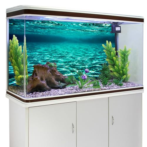 YongFoto Fish Tank Background 24x12 inch Turquoise Clear Water Ripple Lakebed Undersea Ocean Floor Underwater Seabed Polyester Backdrop Reptile Habitat Terrarium Aquarium Background - color: Underwater 4, size: 24x12inches