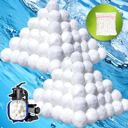 5.0 Lbs Pool Filter Balls for Sand Filter, Reusable Eco-Friendly Sand Filter Balls (Equals 225lbs Pool Filter Sand), Pool Filter Media Balls with Filter Bag, Filter Balls for Swimming Pools
