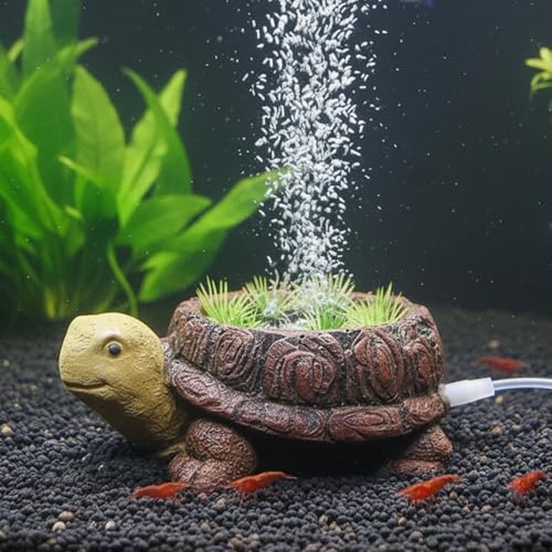 LIYAOLI Aquarium Air Stone Bubbler - Resin Turtle Tank Decor, Fish Tank Bubbler Decorations with Oxygenation Function, Perfect Turtle Tank Accessories for Aquarium Landscape, with Air Tubing - color: A Turtle