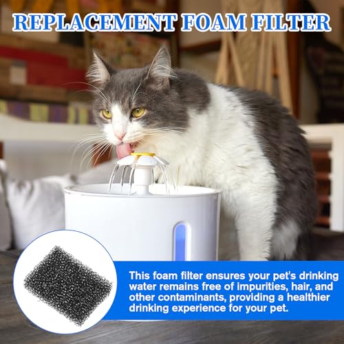 30 Pack Cat Water Fountain Filters Sponge Replacement Pet Fountain Pre-Filter Black Square Foam Sponges for 84oz/2.5L Cat Water Fountains