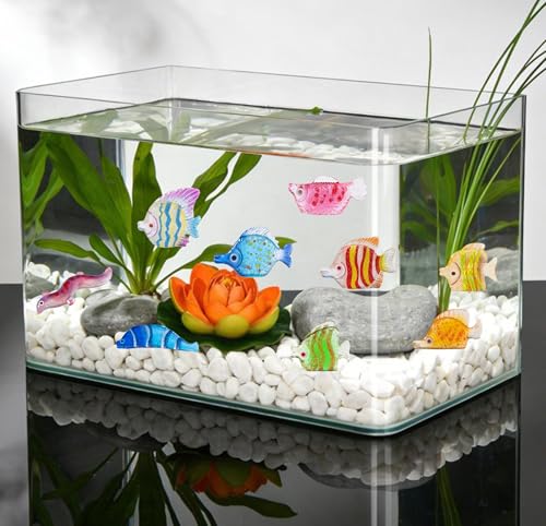 9 Pcs Miniature Flat Fish Aquarium Decor - Vibrant Handmade Underwater Simulation Models for Fish Tank Landscape, Creative Ocean Theme Ornaments, DIY Marine World Hanging Accessories & Desktop Display
