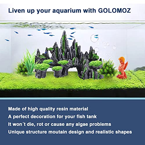 Large Fish Tank Decorations - Fish Tank Decor Aquarium Rock Mountain View Aquarium Ornament Tree House Cave Fishtank Rocks for Large Fishtank Glofish Tank Decorations