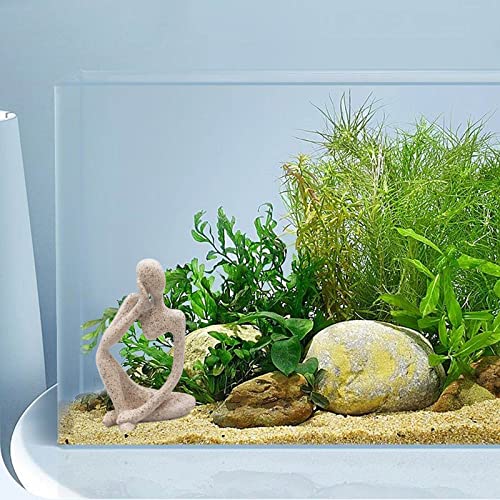 Oooct Sandstone Thinker Statue Fish Tank Decor Small Fish Aquarium Decorations Fish Tank Abstract Aesthetic Decorative Ornaments - color: Thinker Statue