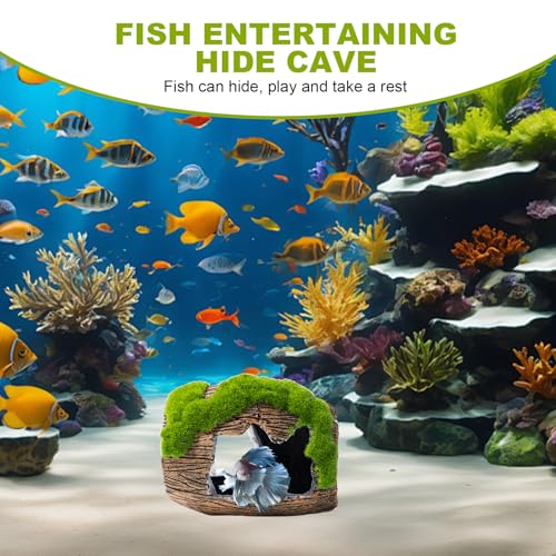 Betta Broken Barrel Decor Fish Tank Accessories, Resin Fish Hide Cave Aquarium Decoration Fish Tank Toys Hole Accessories (Small) - color: Small