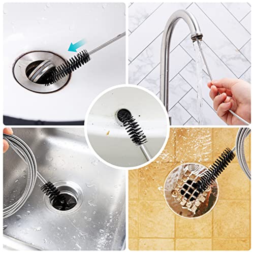 Drain Brush Pipe Cleaning Brush Slim Drain Hole Cleaning Tool Hose Flexible Feeding Tube Cleaning Brush Black Color - style: Two Heads Black Color