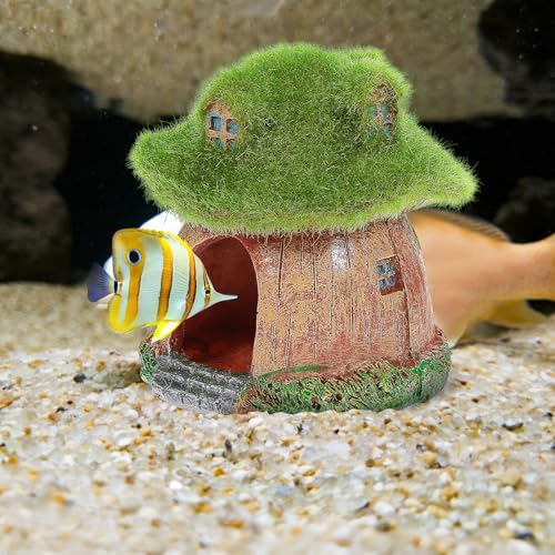 Happyyami Betta Fish Tank Hideout Aquarium House Compact Fish Shelter Decorative Ornament for Small Aquariums and Betta Tank Decor