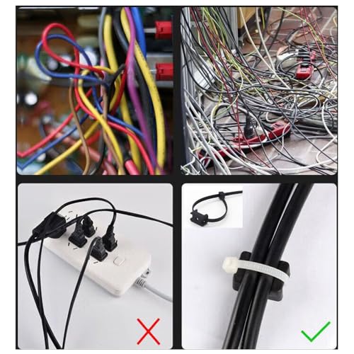 White Cable Zip Tie Mounts Kit-100 Pcs Cable Zip Tie Saddle Type Mounts Base with 100 Pcs 8" Cable Ties and 100 Pcs Tapping Screw, Wire Cable Clips Organizer Holders Clamps - size: B2-100PCS