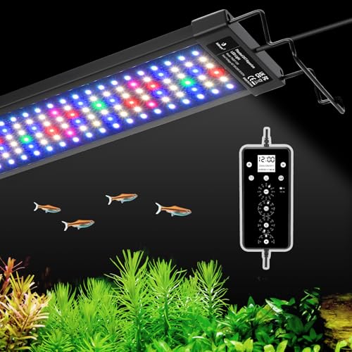 fishkeeper LED Aquarium Plant Light, 24/7 Full Spectrum Aquarium Light with 5 Nature Weather Mode, Auto On Off with Timer for 48-55 Inch Fish Tank, Adjustable Colors/Brightness with Memory Function - size: For 48-55 inches Fish Tank