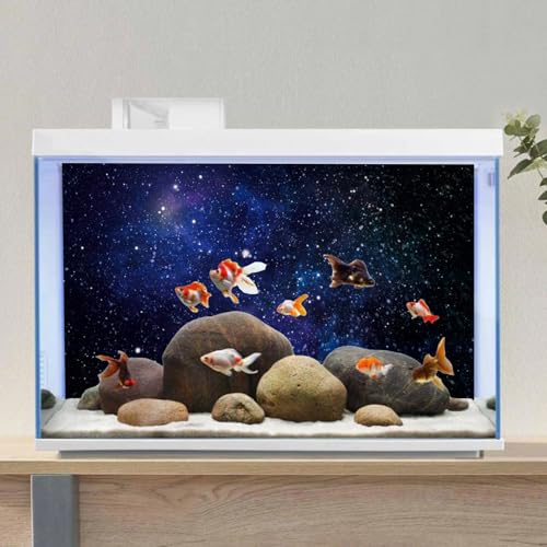 AWERT 24x16 inches Galaxy Aquarium Background Blue Starry Sky Universe Space Fish Tank Background Nebula Stars Terrarium Background - size: 24x16in/60x40cm