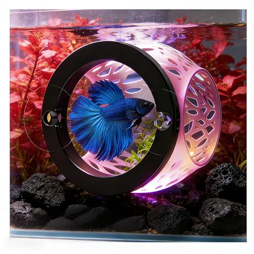 Floating Betta Hideout Cave for Aquarium, Multi-Function Resting Hammock & Shrimp Feeder with Fish Feeding Ring, Betta Fish Tank Accessories, Aquarium Decor & Fish Tank Decor（Rainbow Pink）