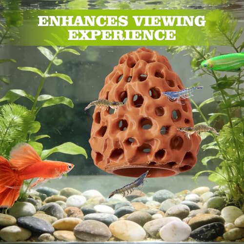 Shrimp Dome Hide, Shrimp Hides for Aquarium, Betta Fish Hideout with Suction Cup, Betta Habitat Tank Ornament Accessories, Aquarium Decor for Small Fish Guppy Hiding Resting (Brown) - color: Brown