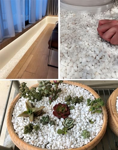 2.0 LB White Aquarium Gravel Pebbles 3/8", Natural Decorative Aquarium Substrate Small River Rocks, Mini Pebbles Stone for Fish Tank, Aquatic Plant Bonsai, Hydrophyte - size: 2.0 Lb