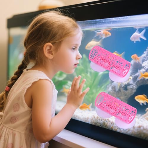 RUIAN Betta Hideout Pink Fish Tank Decor Betta Fish Hideout Betta Hammock for Small Tank，2Pcs