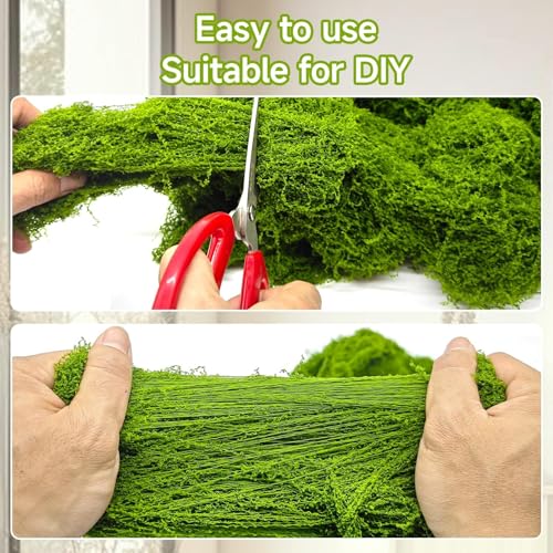 Aspamms Fake Green Moss for Potted Plants Indoor, 7oz Artificial Moss for Crafts, Faux Moss Decor for Fairy Garden, DIY Decorative, Model Making, Walls, Glass Containers, Home - color: Light Green 7oz