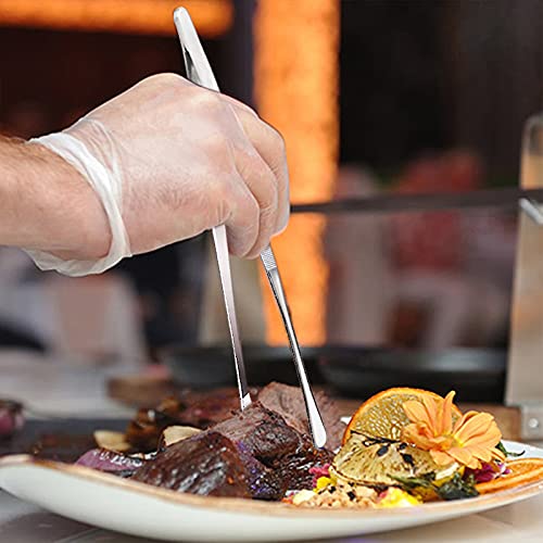 12-Inch Professional Kitchen & Cooking Tweezers Tongs - Stainless Steel Long Tweezer Tongs - BBQ,Plating,Multi-use - color: Silver