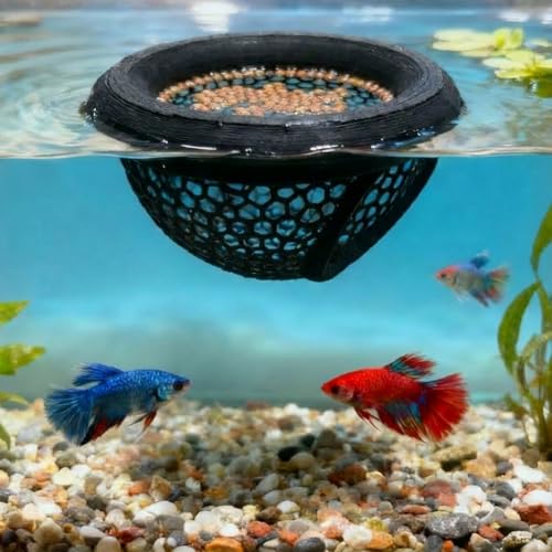 Aquarium Floating Betta Fish Skins, Betta or Shrimp Feeder, Cave and Hammock, Small Fish Feeding Rings, Aquarium Hiding Feeding Decorative Accessories (Black) - color: Black