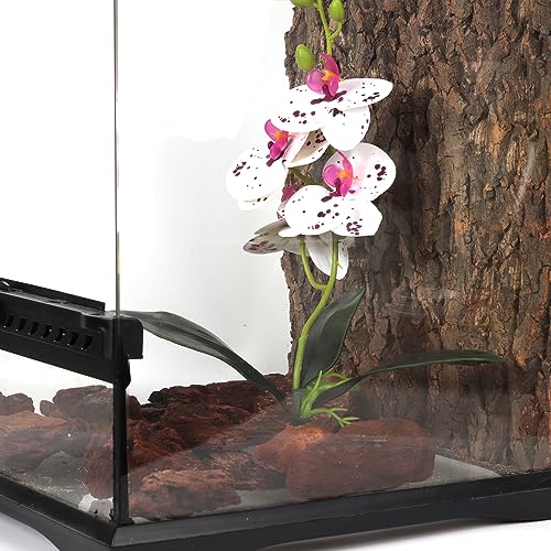Fake Orchids Artificial Flowers, Reptile Terrarium Decor Plants, Bearded Dragon Tank Accessories fit Crested Gecko Leopard Lizard Chameleon Ball Python Snake Frog - Spotted - color: Spotted