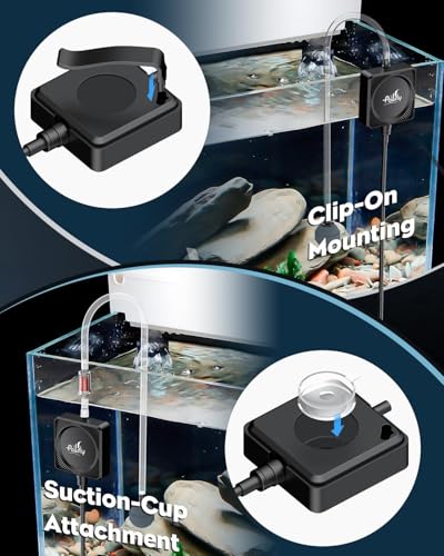 Pawfly Mini Aquarium Air Pump, Ultra Quiet Oxygen Aerator Kit for 1-15 Gallon Fish Tanks with Air Tubing, Air Stone, Check Valve & Suction Cups - size: Air Pump Set