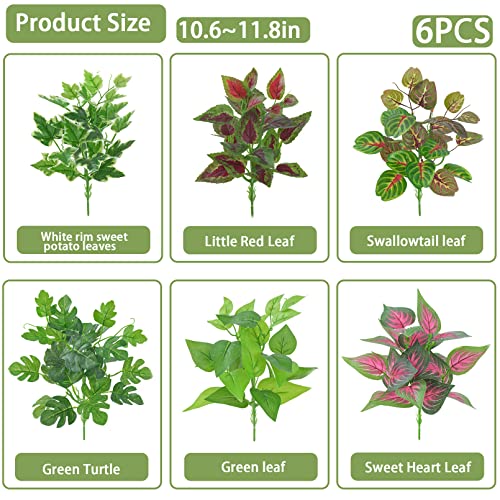 PINVNBY Reptile Terrarium Plants Hanging Artificial Lizards Habitat Climbing Decorations with Suction Cup Pets Tank Fake Green Plastic Ornament for Amphibians Bearded Dragons 6PCS…