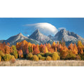 Autumn Theme Aquarium Background Mountains Blue Sky Fish Tank Background Lush Pine Trees Terrarium Backgrounds Fall Natural Landscape Style Reptile Tank Enclosur Backgrounds Wallpaper Poster 24x12in - color: Orange, size: 24(W)x12(H)inches/ 60(W)*30cm(H)