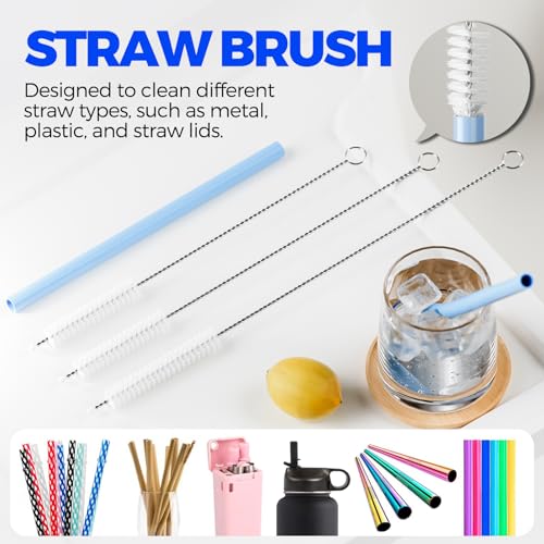 6 PACK Holikme 4 in 1 Cup Lid Cleaning Brush Set with 3 Straws, Multifunctional Bottle Brush, Silicone Cup Lid Gap Cleaner, Durable Bristle Crevice Cleaning Brush,Flat End Brushes,Navy & Black & Olive - color: Navy & Black & Olive