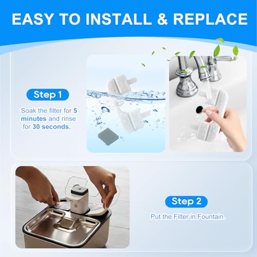 12+12 Pack Cat Water Fountain Filters Compatible with Qinliy Cat Fountain Dog Water Dispenser 123oz/3.5L, Replacement Filters for Cats Fountain & Sponges, Q108 Filter - color: White 12+12 Pack