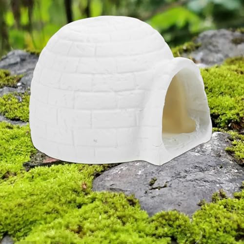 Vaguelly Mini Igloo Miniature Ice House Arctic Aquarium Figurines for DIY Dollhouse Micro Landscape Hideout House Fish Tank Decoration