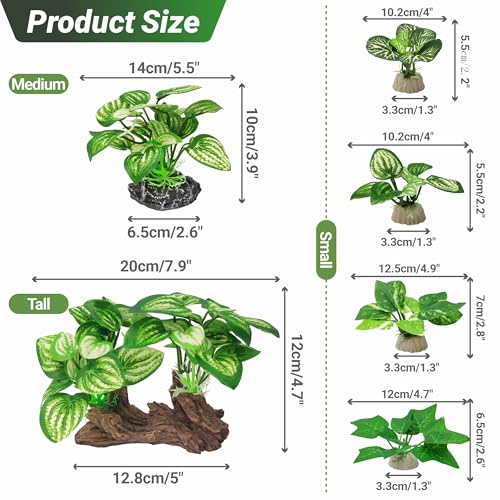 GOZILLA Silk Fish Tank Plants,Reptile Artificial Plant,Reptile Plants for Terrarium,Aquarium Decorations Accessories Set,Resin Driftwood Artificial Silk Aquarium Plant for Fish Tank.(11PCS/B-Set) - color: 11pcs/B-set