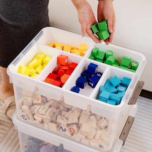 Citylife 32 QT Plastic Storage Bins with Removable Tray Large Stackable Storage Containers for Organizing Craft Storage and Storage Craft, Clothes, Files, Office Supplies, 2 Packs - size: 32 Qt- 2 Pack