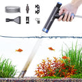 SEAOURA Aquarium Siphon Pump Gravel Cleaner, Fish Tank Vacuum Gravels Cleaning Kit, Manual Water Changer with Air Push Button, Aquariums Sand Clean Set, Hose for Suck Manure Wash Sand - color: Silver gray + Navy blue