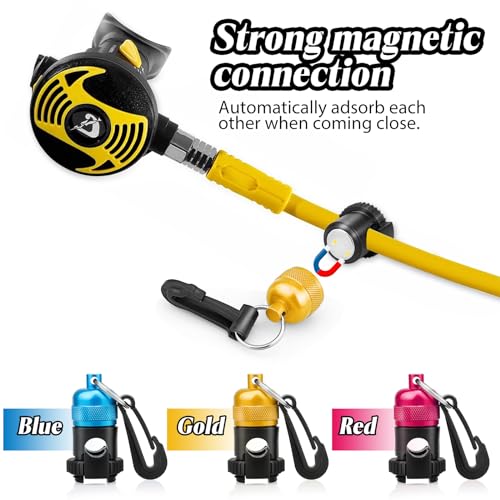 2PACK Scuba Regulator Hose Holder, Magnetic Adjustable Octopus Holder Octo Tank Retainer with Clip, Installs to Your BCD Easily! - color: Gold