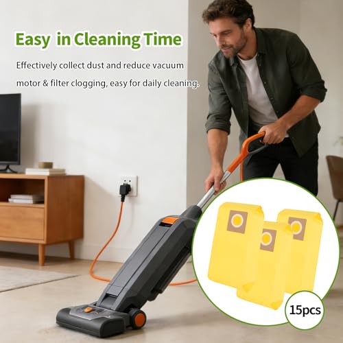 15 Packs AH10243 Disposable Vacuum Bag Replacement for Hoover Commercial CU2 Vacuum Cleaner CH54013 CH54015 CH54113 CH54115 Replace Part AH10243, Yellow - color: Yellow