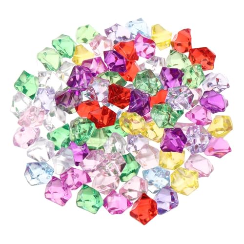 50Pcs/Bag Colorful Aquarium Acrylic Stones Crystal Ice Cubes Decor Vase Filler Pebble Fish Tank Ornament 1.4 * 1.1cm - color: Colorful