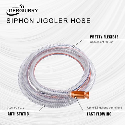 8.2FT 5/8" Heavy Duty Siphon Hose - Gerguirry Self-Priming Jiggler Pump for Boats, ATVs & Tractors Copper Nipple w/Metal Buckle, Fuel Transfer Tube for Gasoline Fuel Gas, 2PCS - size: 5/8"ID x 2Pcs