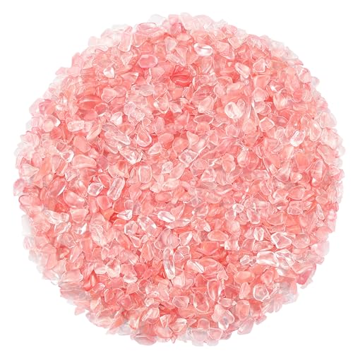 ZHIYUXI Watermelon Quartz Crystal Chips Bulk Fish Tank Decorations Aquarium Rocks Gravel Vase Filler Stones Crystals for Candle Making Witch Kit Gravel for Plants Quartz Sand Gemstone 0.44 lbs - color: T# Watermelon Quartz, size: 0.44lbs